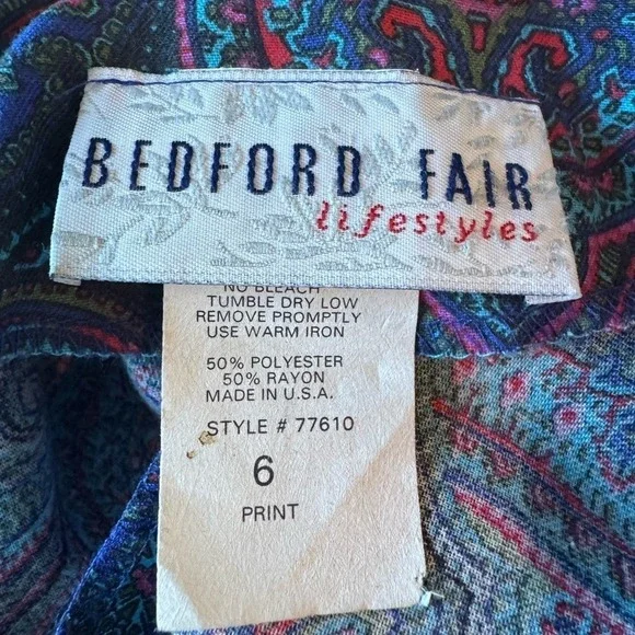 Vintage 80s Bedford Fair Maxi Dress Size 6 Modest Paisley Cottage Prairie - Picture 5 of 7